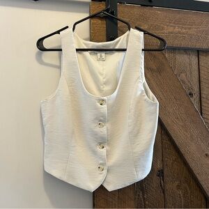 Rachel Zoe Cream Button-Front Crop Vest